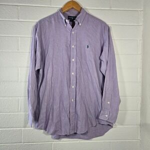 Ralph Lauren Blake Shirt Mens Large Purple Houndstooth Button Down Long Easter